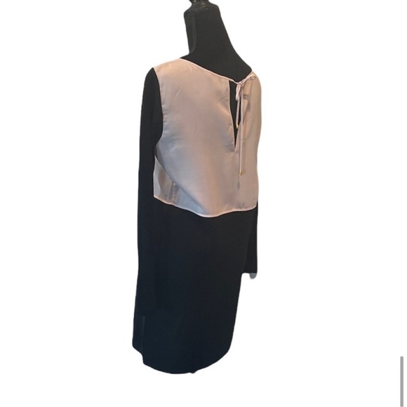 Club Monaco mixed fabric long sleeve black wool knit blush bodice dress small - Picture 6 of 12